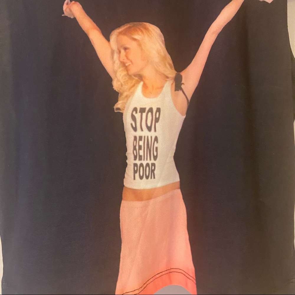 RARE Y2K Omighty Paris Hilton Stop Being Poor crop top black tank top M/L NWT